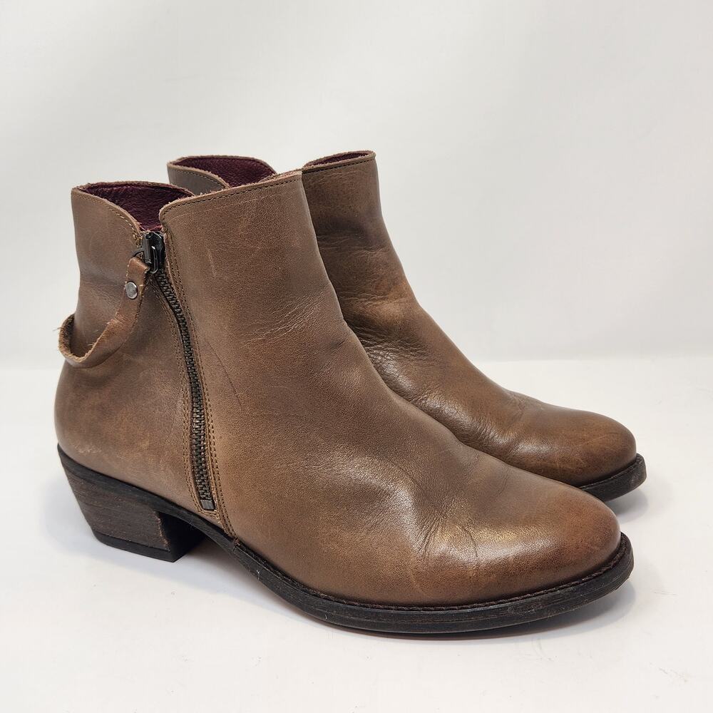 Umberto Raffini Anita Brown Leather Ankle Boots Booties Women Size 39 US 8 Zip